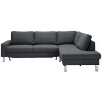 ECKSOFA in Flachgewebe Anthrazit  276/200 cm  - Chromfarben/Anthrazit, Design, Textil/Metall (276/200cm) - Hom`in