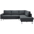 ECKSOFA in Flachgewebe Anthrazit  276/200 cm  - Chromfarben/Anthrazit, Design, Textil/Metall (276/200cm) - Hom`in