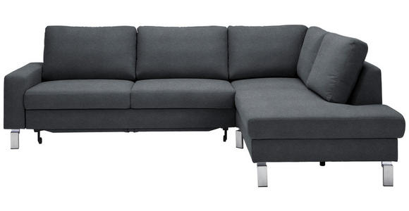 ECKSOFA in Flachgewebe Anthrazit  276/200 cm  - Chromfarben/Anthrazit, Design, Textil/Metall (276/200cm) - Hom`in
