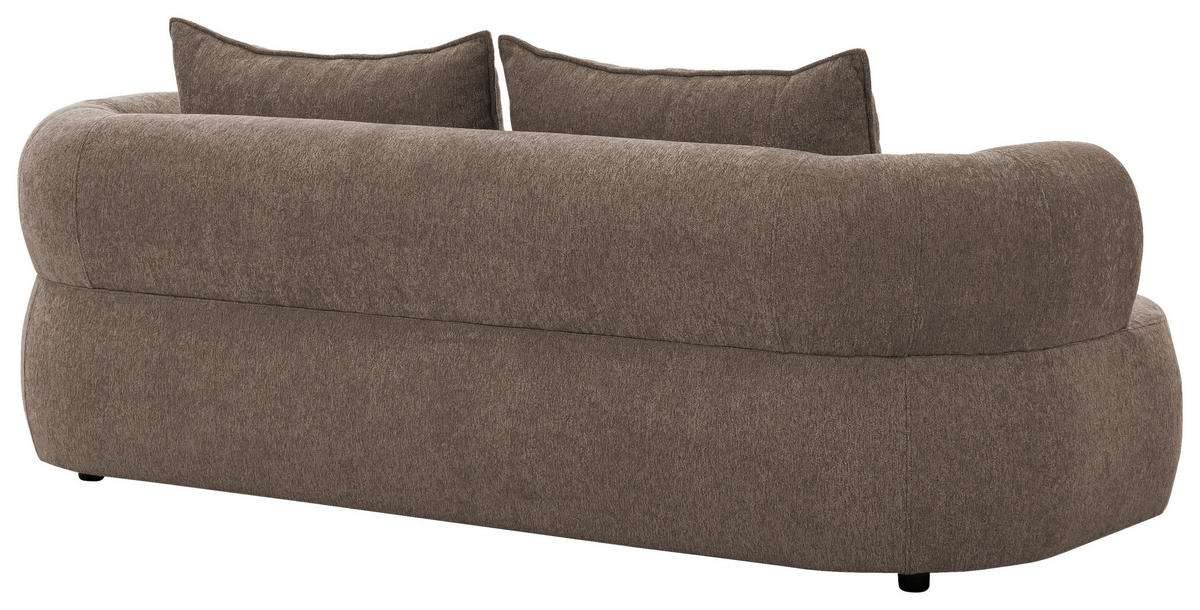 3-SITZER-SOFA Chenille Braun  - Schwarz/Braun, Design, Kunststoff/Textil (200/76/96cm) - Livetastic