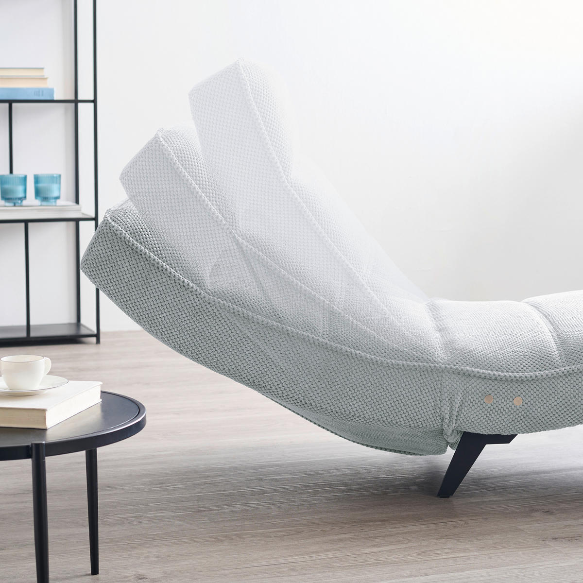RELAXLIEGE in Webstoff Hellgrau  - Hellgrau/Schwarz, Design, Textil/Metall (75/158-178/58-86cm) - Welnova