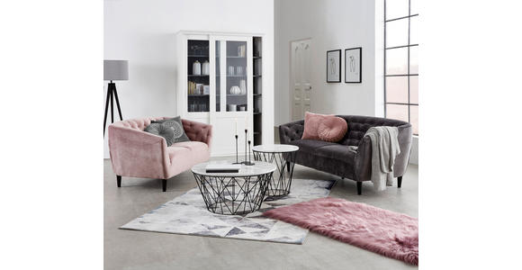 CHESTERFIELD-SOFA  in Samt Rosa  - Schwarz/Rosa, Trend, Holz/Textil (191/78/84cm) - Ambia Home