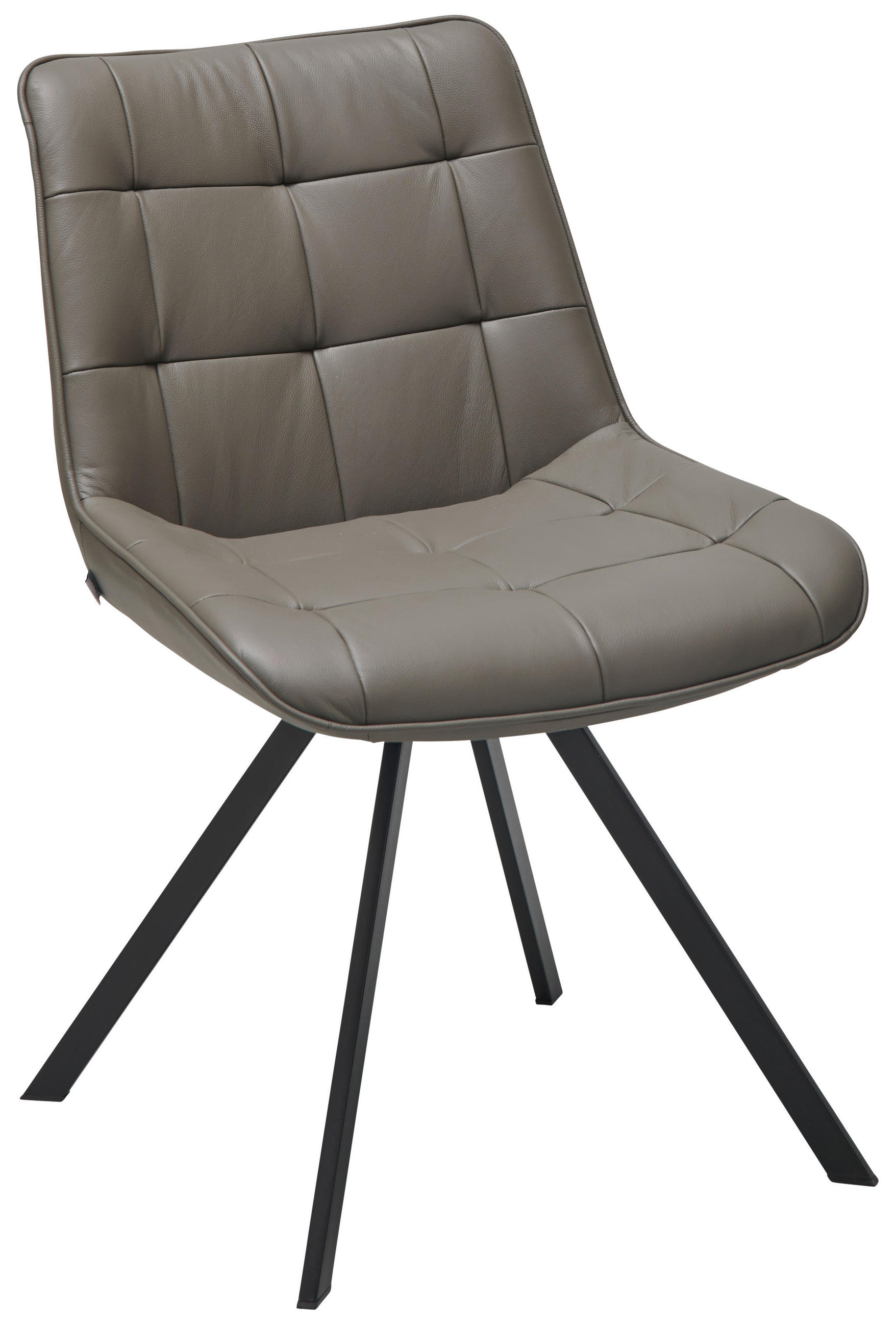 CHAISE  in Stahl Echtleder pigmentiert  - Schwarz/Braun, Design, Leder/Metall (56/86/60cm) - Livetastic