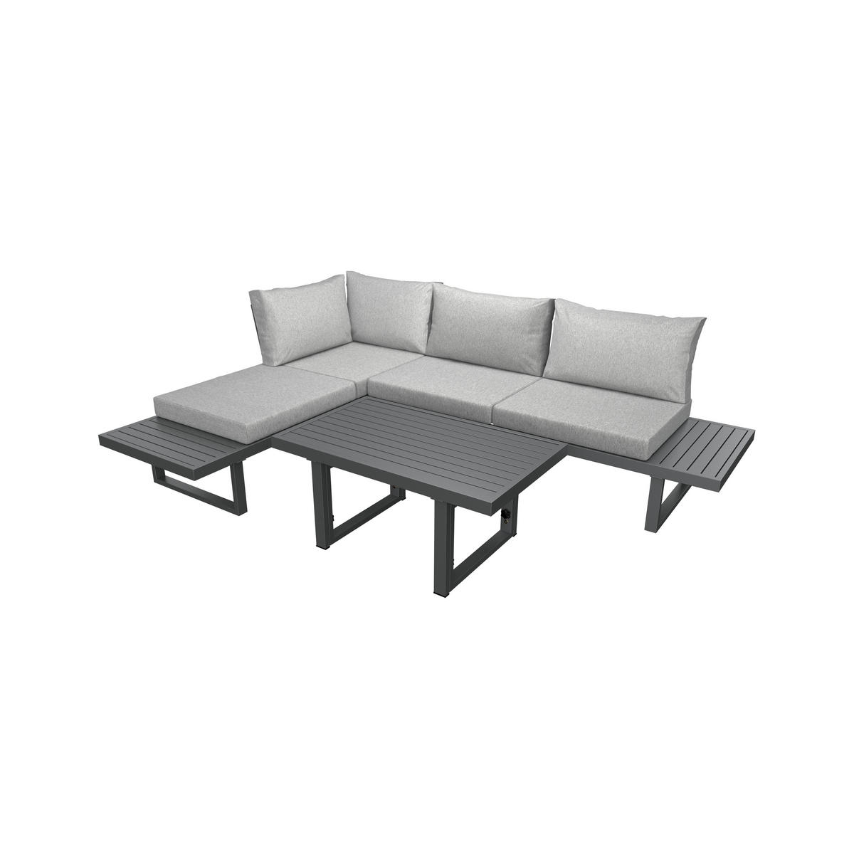 LOUNGE GARNITURA jeklo  - siva, Design, kovina (176/100/71/46/67/74,5/60,5cm) - Ambia Garden