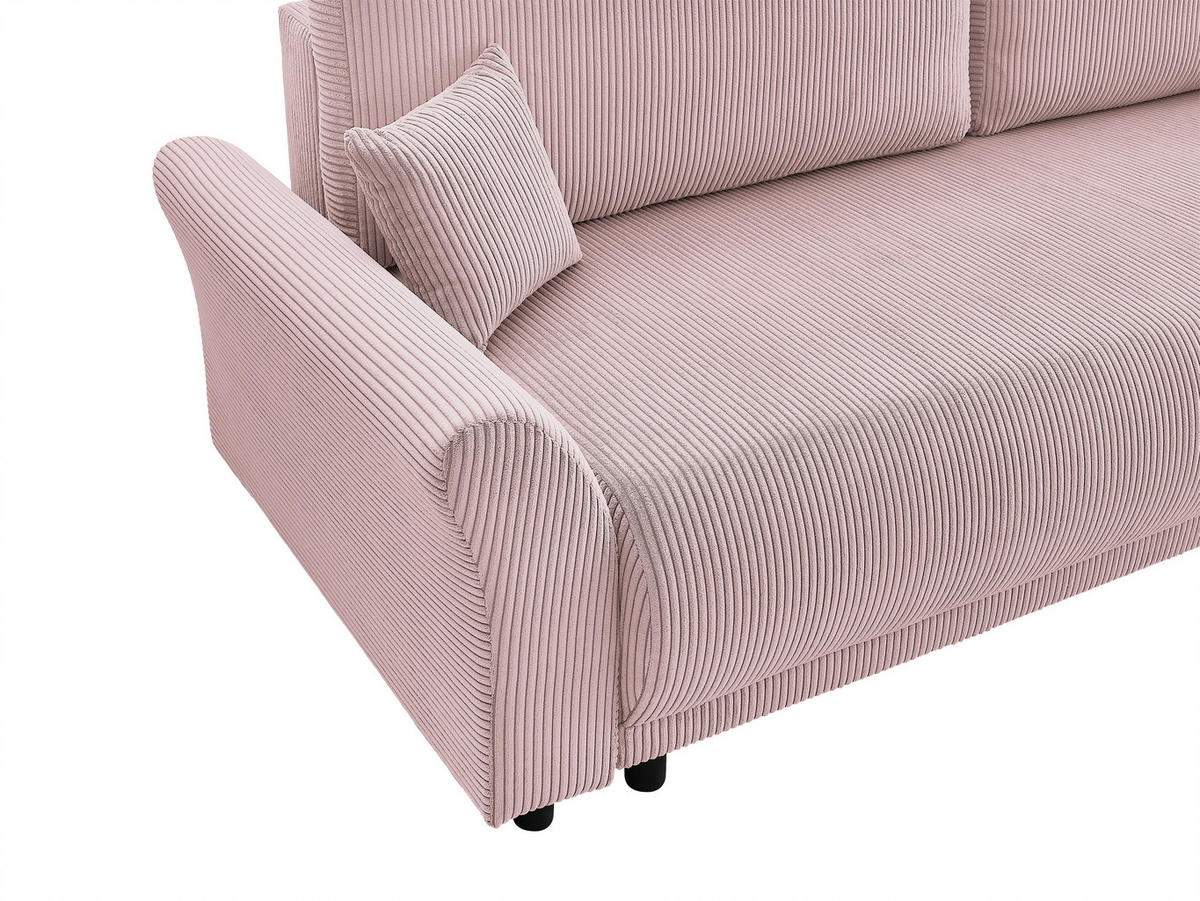 SCHLAFSOFA Cord Rosa  inkl. Zierkissen, Rückenkissen, Bettkasten, Schlaffunktion, Rücken echt  - Schwarz/Rosa, Design, Textil (244/88/100cm) - P & B