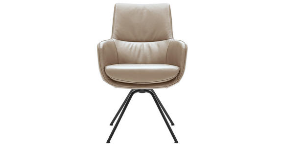 ARMLEHNSTUHL  Beinauswahl, Lederauswahl, Typenauswahl   - Taupe/Schwarz, Design, Leder/Metall (60/90/61cm) - Dieter Knoll