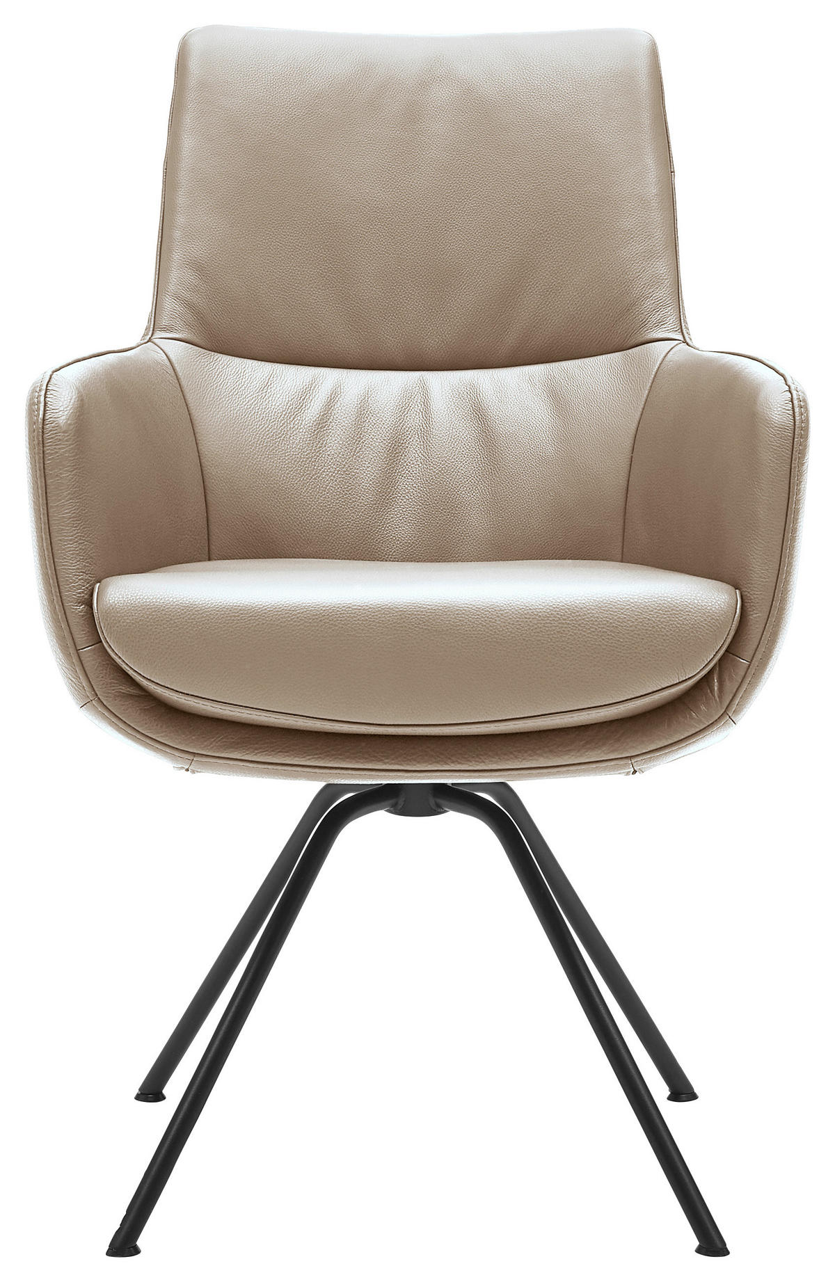 ARMLEHNSTUHL  in Stahl  - Taupe/Schwarz, Design, Leder/Metall (60/90/61cm) - Dieter Knoll