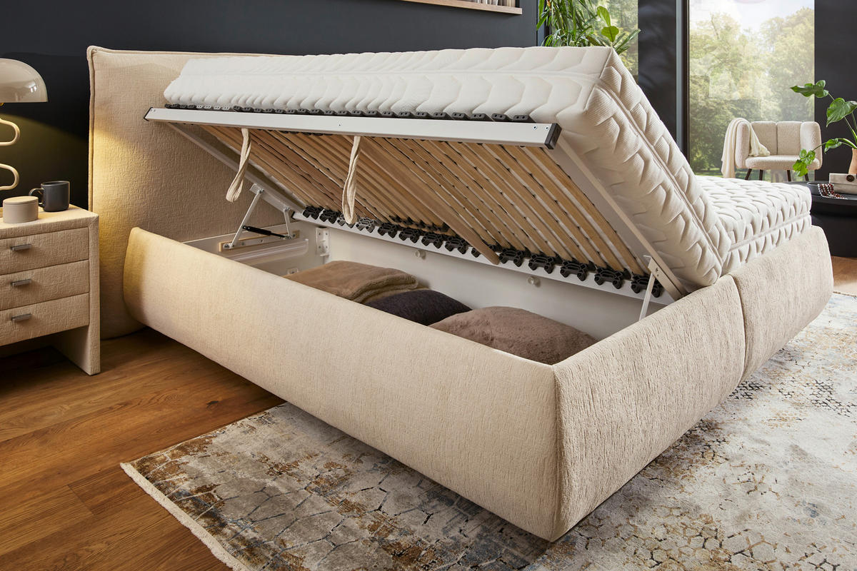 POLSTERBETT 180/200 cm, {[inkl. ],item.attr('349-543'),[, ]} - Sandfarben/Schwarz, Design, Holz/Kunststoff (180/200cm) - Voleo