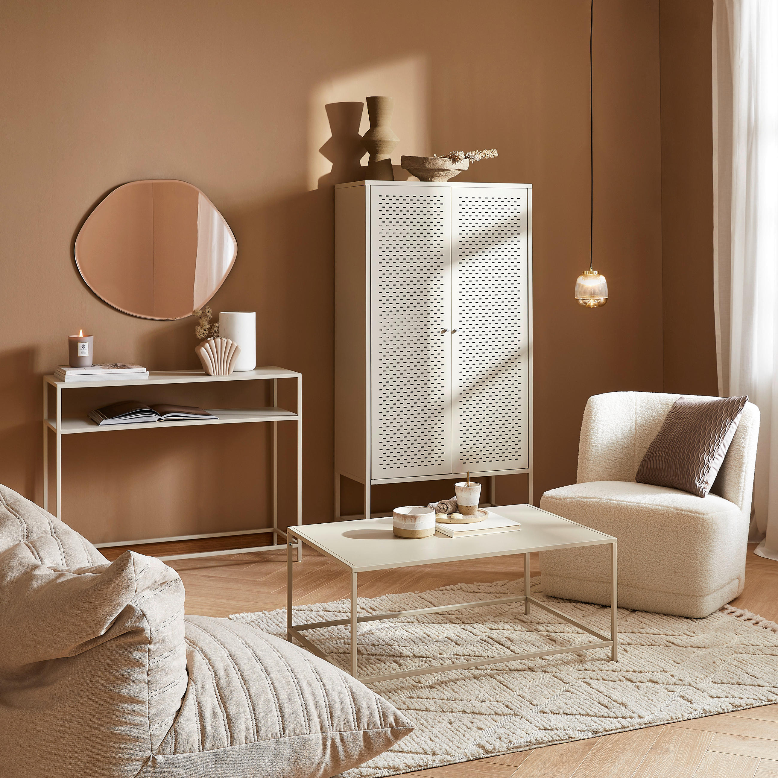 COUCHTISCH in Metall 60/90/40 cm - Silberfarben/Creme, Basics, Metall (60/90/40cm) - MID.YOU