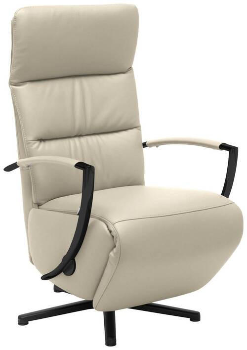 RELAXSESSEL in Leder Creme  - Creme/Schwarz, Design, Leder/Metall (64/112/80cm) - Cantus