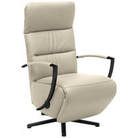 RELAXSESSEL in Leder Creme  - Creme/Schwarz, Design, Leder/Metall (64/112/80cm) - Cantus