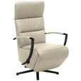 RELAXSESSEL in Leder Creme  - Creme/Schwarz, Design, Leder/Metall (64/112/80cm) - Cantus