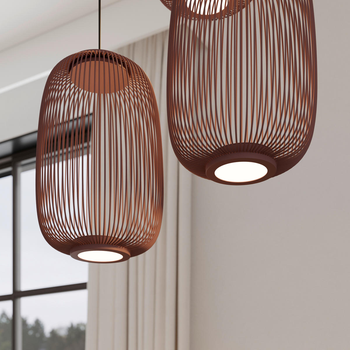 LED-HÄNGELEUCHTE Cage 40/50-150 cm  - Kupferfarben, Design, Kunststoff/Metall (40/50-150cm) - Dieter Knoll