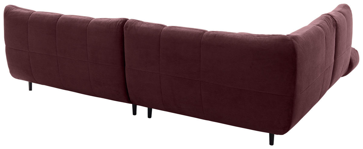 ECKSOFA Ottomane links, Eckteil  Bordeaux Feincord  - Bordeaux/Schwarz, Design, Holz/Textil (215/288cm) - Pure Home Lifestyle