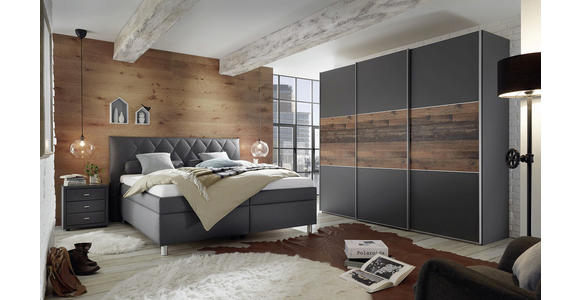 POLSTERBETT 160/200 cm in Anthrazit - Birkefarben/Anthrazit, KONVENTIONELL, Holz/Textil (160/200cm) - Esposa