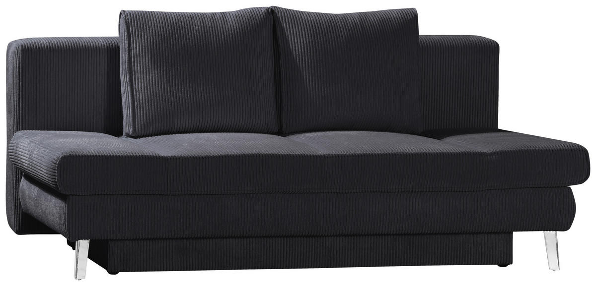 SCHLAFSOFA in Cord Dunkelgrau  - Chromfarben/Dunkelgrau, Design, Textil/Metall (200/85/90cm) - Xora
