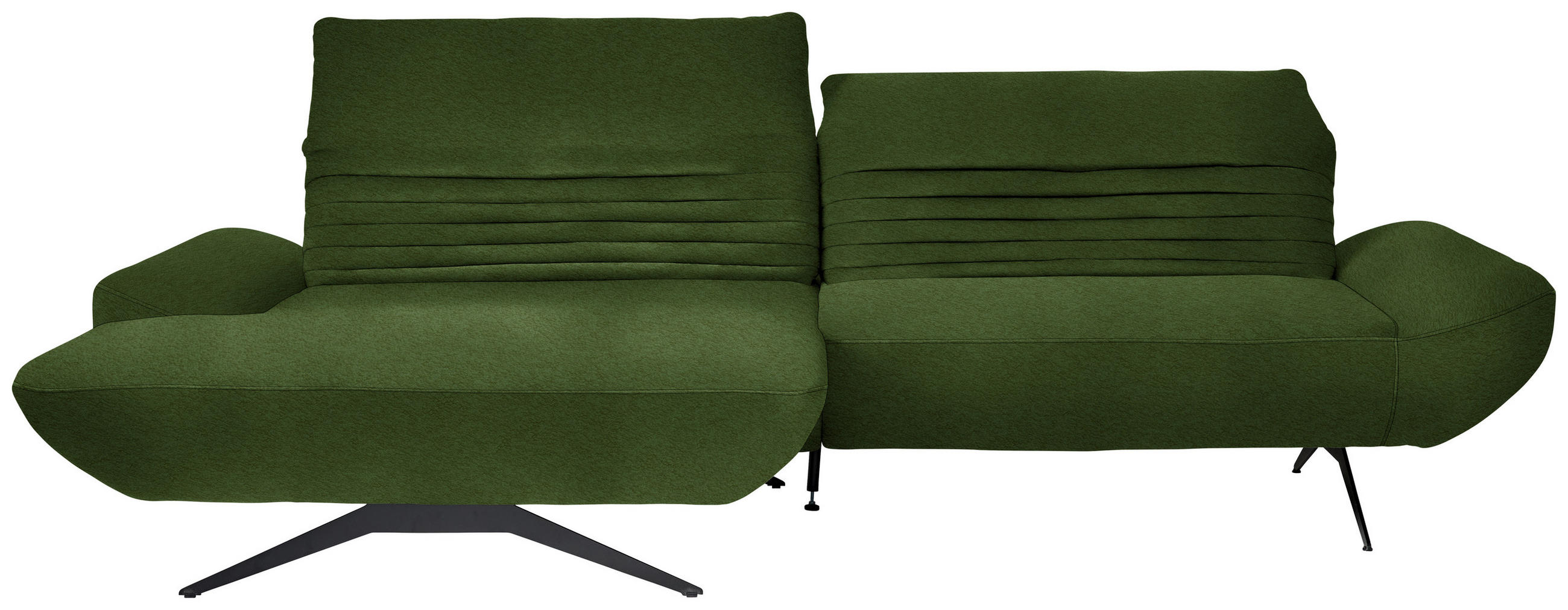 ECKSOFA  in Teddystoff Grün  170-195/280 cm  - Schwarz/Braun, Design, Textil/Metall (170-195/280cm) - Dieter Knoll