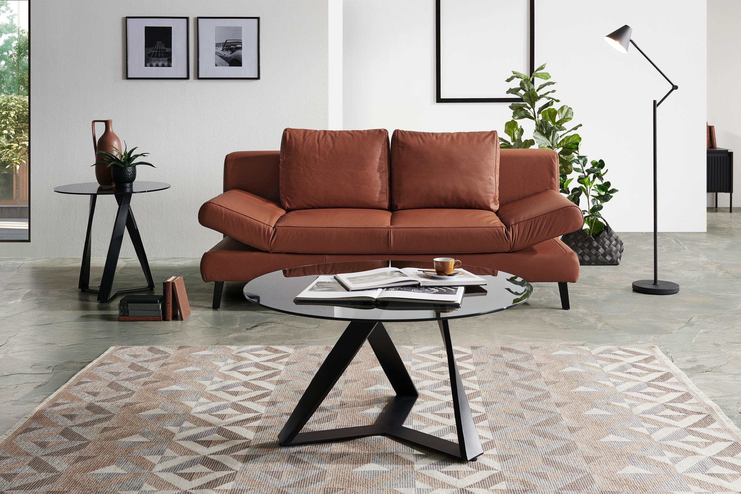 SCHLAFSOFA in Echtleder Braun  - Schwarz/Braun, Design, Leder/Metall (200/85/90cm) - Novel