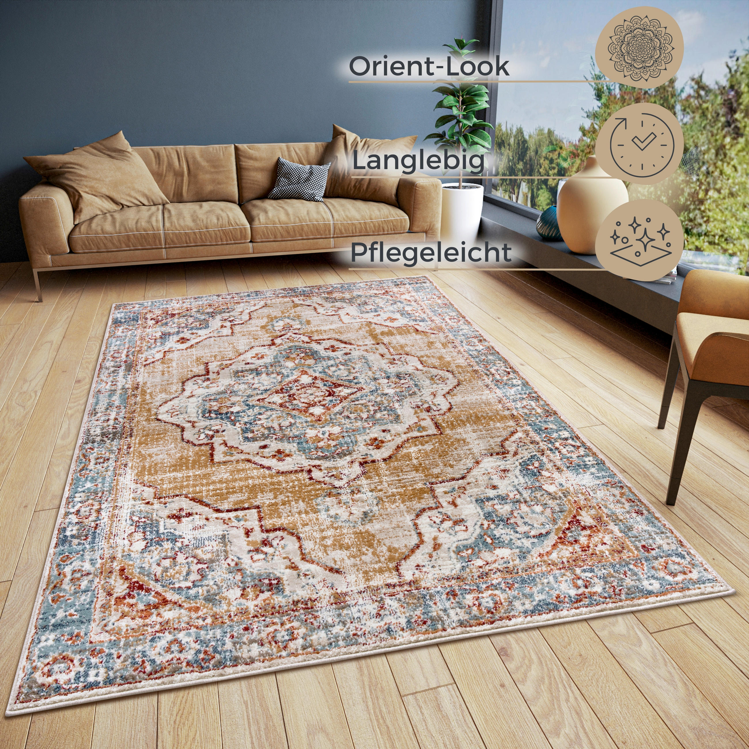 FLACHWEBETEPPICH 120/170 cm Luxor Multicolor, Honig  - Multicolor/Honig, Design, Kunststoff/Textil (120/170cm)