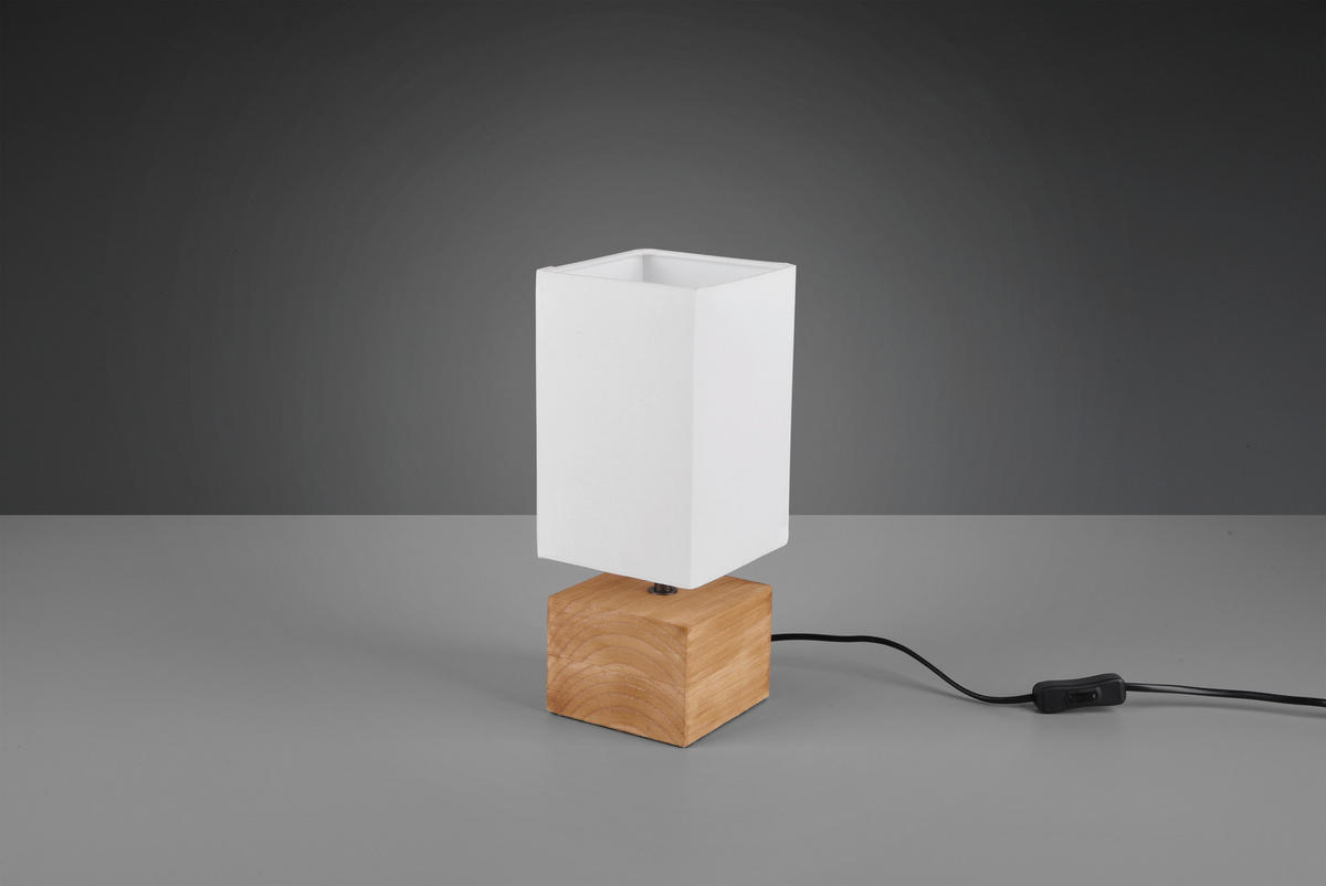STONA LAMPA - bela, Prirodno, drvo/tekstil (12/12/30cm)