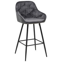 BARHOCKER Samt Grau Eisen  - Schwarz/Grau, Design, Textil/Metall (55/107/53cm) - Carryhome