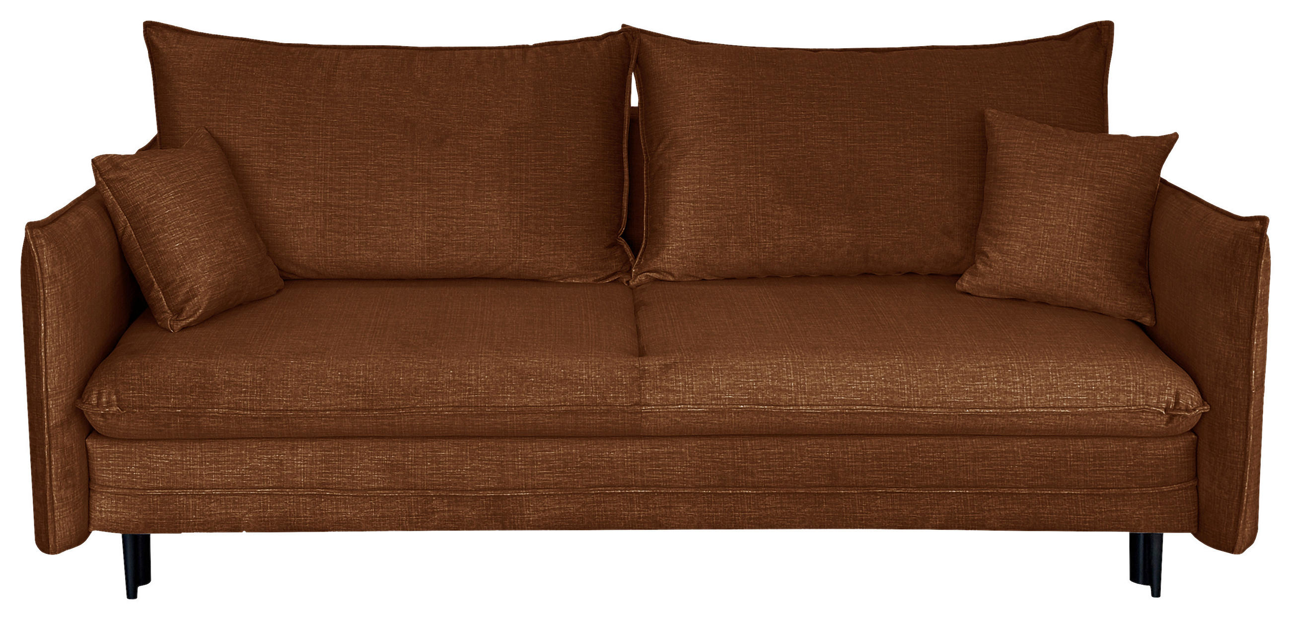 SCHLAFSOFA Flachgewebe Rostfarben  - Rostfarben/Schwarz, Design, Holz/Kunststoff (216/96/102cm) - MID.YOU