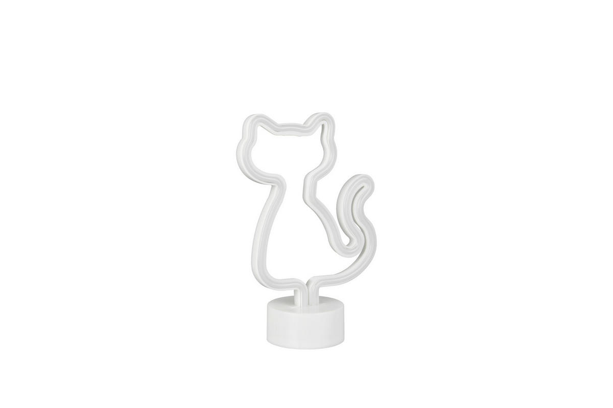 LED-TISCHLEUCHTE Cat 16/25/8,5 cm  - Weiß, LIFESTYLE, Kunststoff (16/25/8,5cm)
