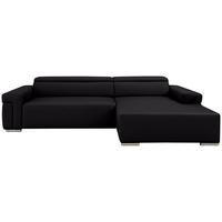 ECKSOFA inkl. Funktion DUA Schwarz Echtleder  - Chromfarben/Schwarz, Design, Leder/Metall (293/170cm) - Novel