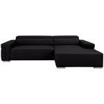 ECKSOFA DUA in Echtleder Schwarz  293/170 cm  - Chromfarben/Schwarz, Design, Leder/Metall (293/170cm) - Novel