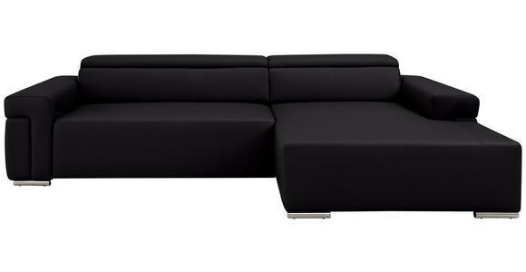 ECKSOFA DUA in Echtleder Schwarz  293/170 cm  - Chromfarben/Schwarz, Design, Leder/Metall (293/170cm) - Novel