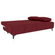 SCHLAFSOFA  mit Liegefunktion Velours Weinrot  - Weinrot/Schwarz, KONVENTIONELL, Textil/Metall (200/98/90cm) - Carryhome