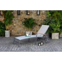 GARTENLIEGE 78/103/180 cm Eukalyptusholz  - Hellgrau/Grau, Design, Holz/Textil (78/103/180cm) - Ambia Garden
