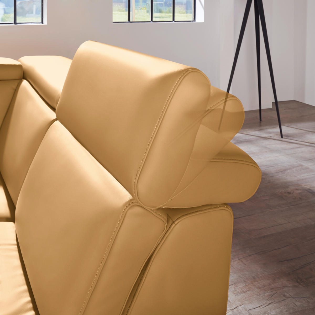 ECKSOFA in Echtleder Cognac  271/239 cm  - Cognac/Alufarben, Design, Leder/Metall (271/239cm) - Cantus