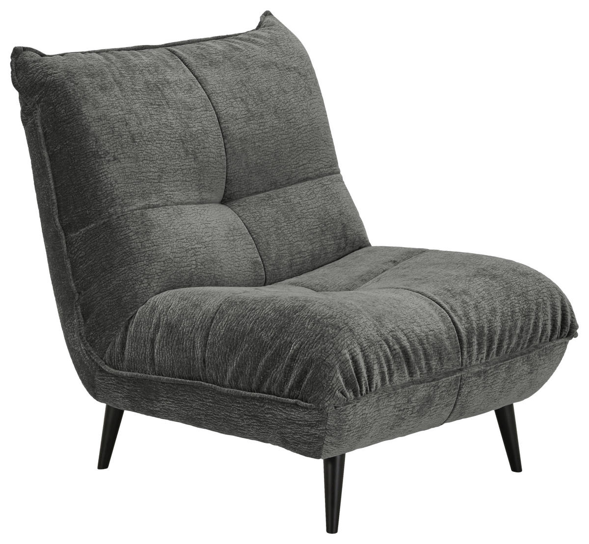 SESSEL in Mikrofaser Anthrazit  - Anthrazit/Schwarz, KONVENTIONELL, Textil/Metall (89/100/101cm) - Hom`in