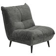 SESSEL in Mikrofaser Anthrazit  - Anthrazit/Schwarz, KONVENTIONELL, Textil/Metall (89/100/101cm) - Hom`in