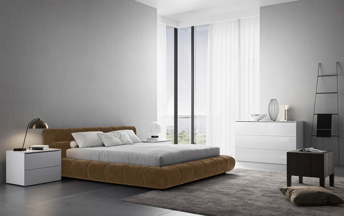 POLSTERBETT 200/200 cm,  in Schlammfarben,  - Schlammfarben/Schwarz, Design, Textil/Metall (200/200cm) - Belluti