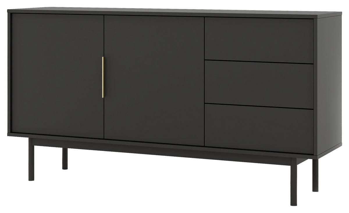 SIDEBOARD Viva  in 154/82/39 cm  - Goldfarben/Schwarz, Design, Holzwerkstoff/Metall (154/82/39cm) - Xora