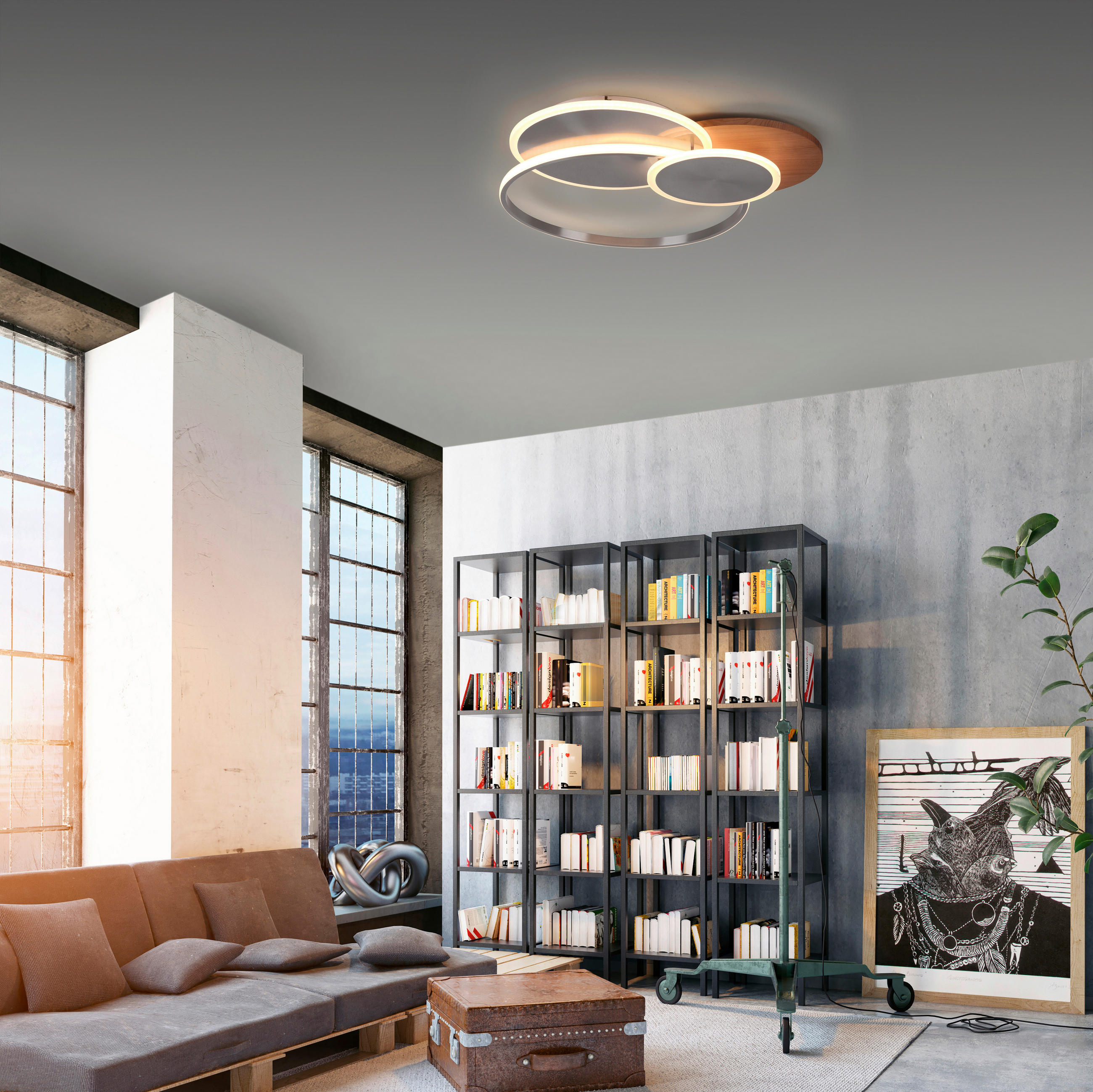 Thumbnail - Paul Neuhaus Led-Deckenleuchte Palma, Metall, Kunststoff, rund,rund, 62.5x7x65 cm, Farbtemperaturwechsler, Lampen & Leuc...