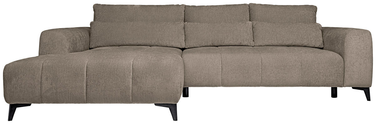 HÖRNSOFFA i chenille taupe  - svart/taupe, Klassisk, textil/plast (222/279cm) - MID.YOU