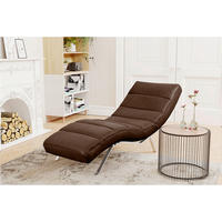 RELAXLIEGE 65/65-95/171 cm  in Echtleder Dunkelbraun  - Dunkelbraun/Silberfarben, Design, Leder/Metall (65/65-95/171cm) - Livetastic