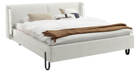POLSTERBETT Beleuchtung 140/200 cm in Creme - Creme/Schwarz, MODERN, Textil/Metall (140/200cm) - Novel