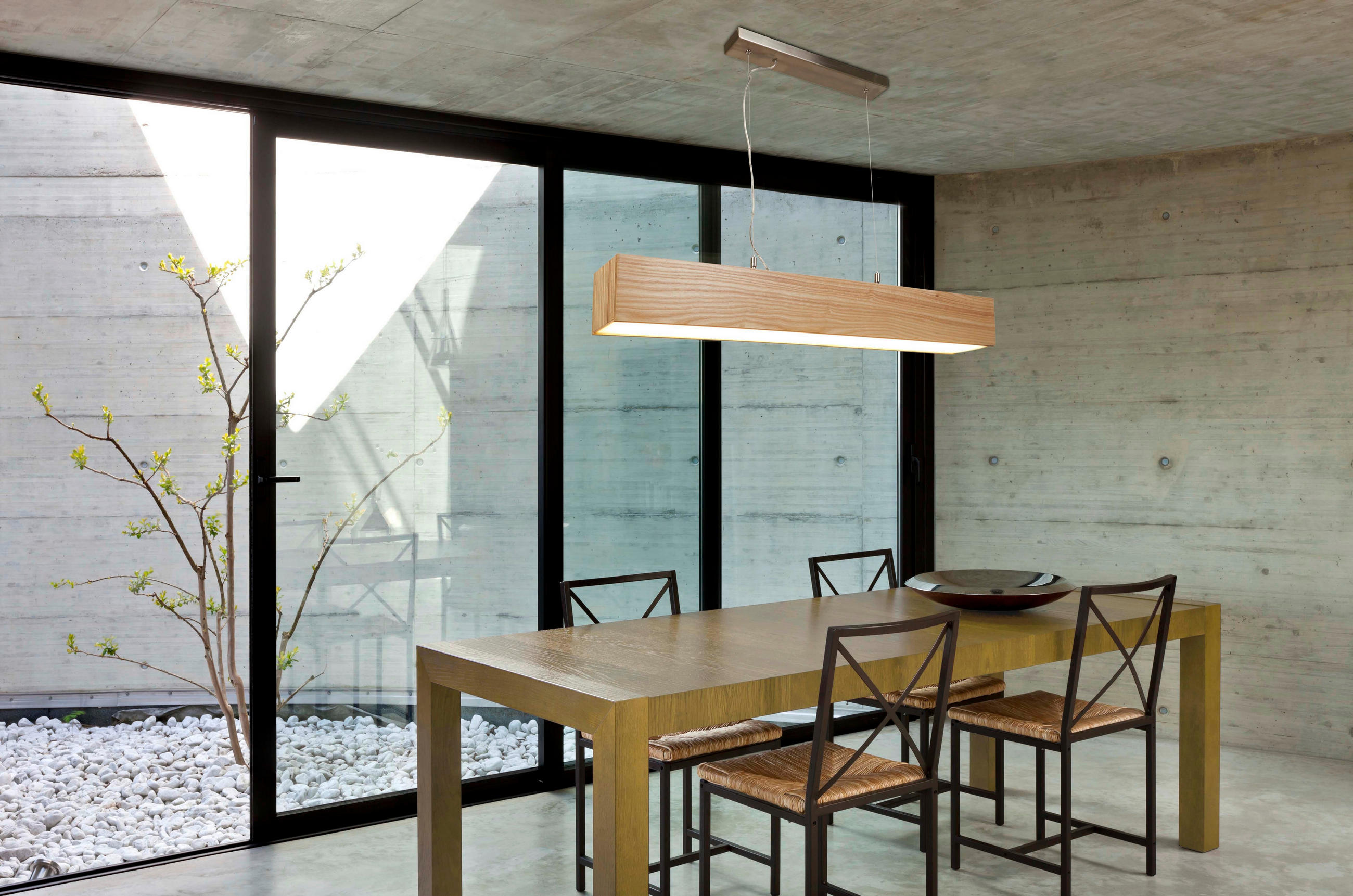 LED-PENDELLEUCHTE Ash 122/12/11.5 cm   - Silberfarben/Naturfarben, Natur, Holz/Kunststoff (122/12/11.5cm) - Searchlight