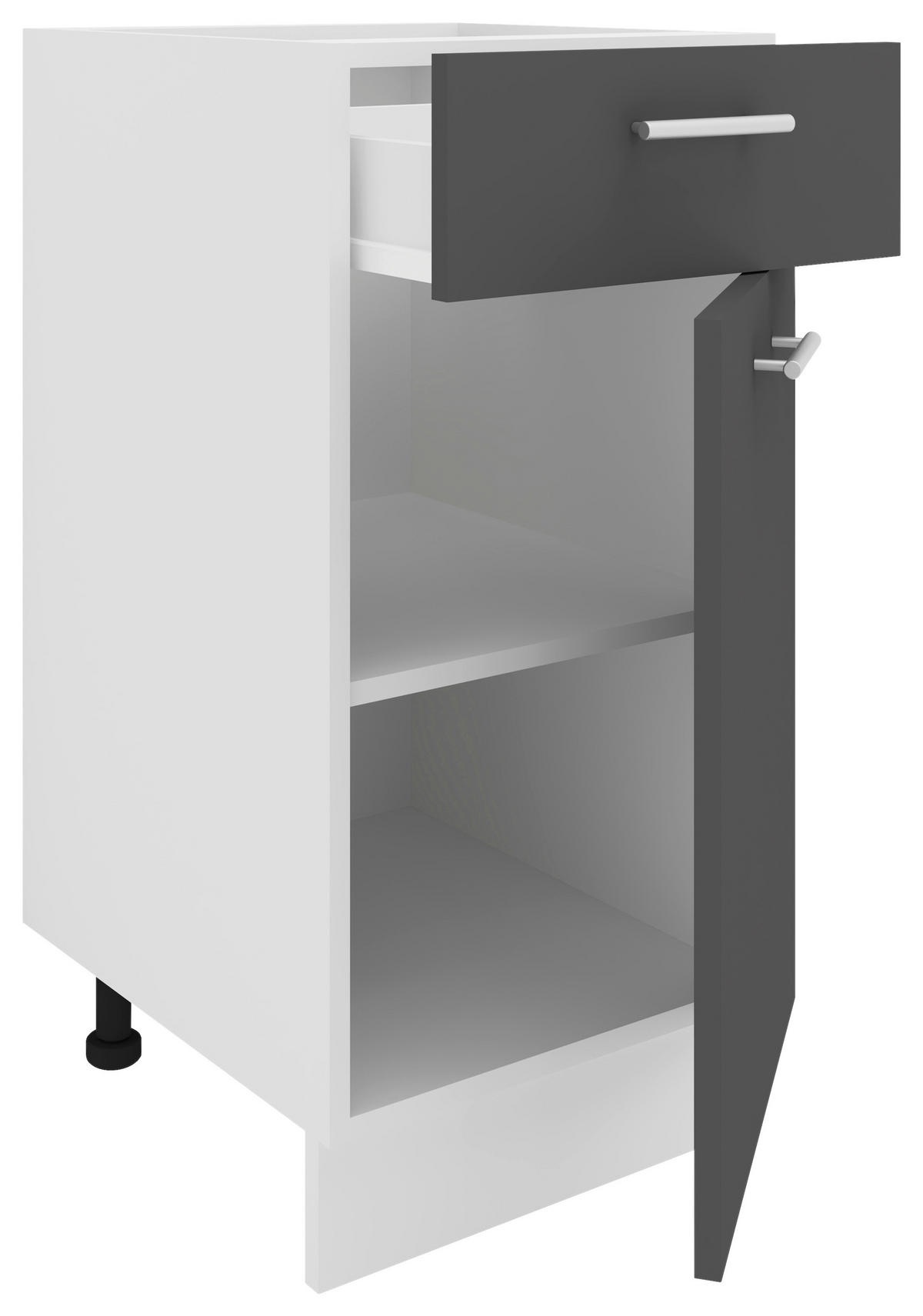 BÄNKSKÅP 40/82/46 cm  i antracit, vit  - vit/aluminiumfärg, Klassisk, metall/trämaterial (40/82/46cm) - MID.YOU