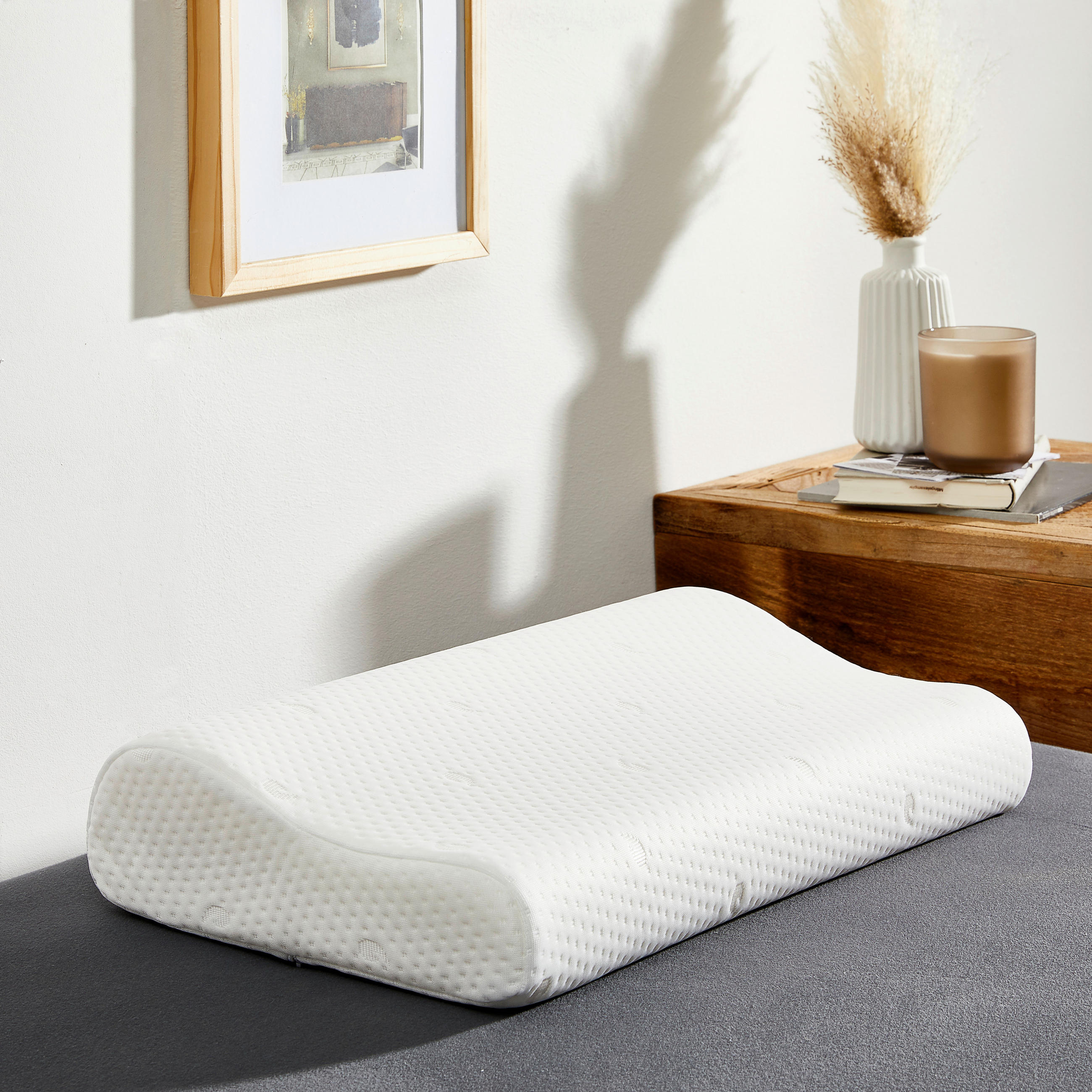 OPORNÝ ŠIJOVÝ VANKÚŠ  - biela, Basics, textil (50/30/10-7cm) - Boxxx