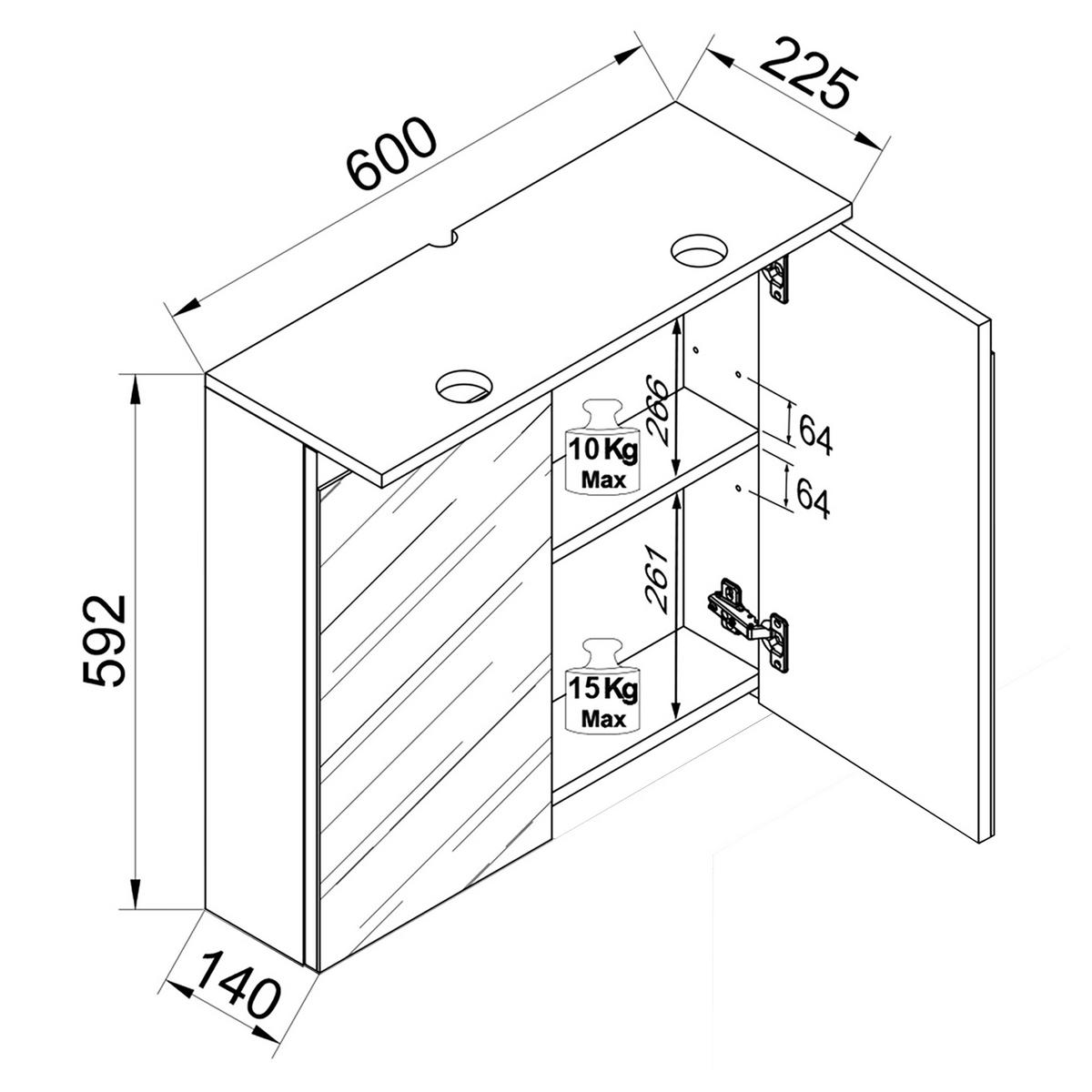 SPIEGELSCHRANK 60/59/23 cm  - Honigeiche/Anthrazit, Trend, Glas/Holzwerkstoff (60/59/23cm) - MID.YOU