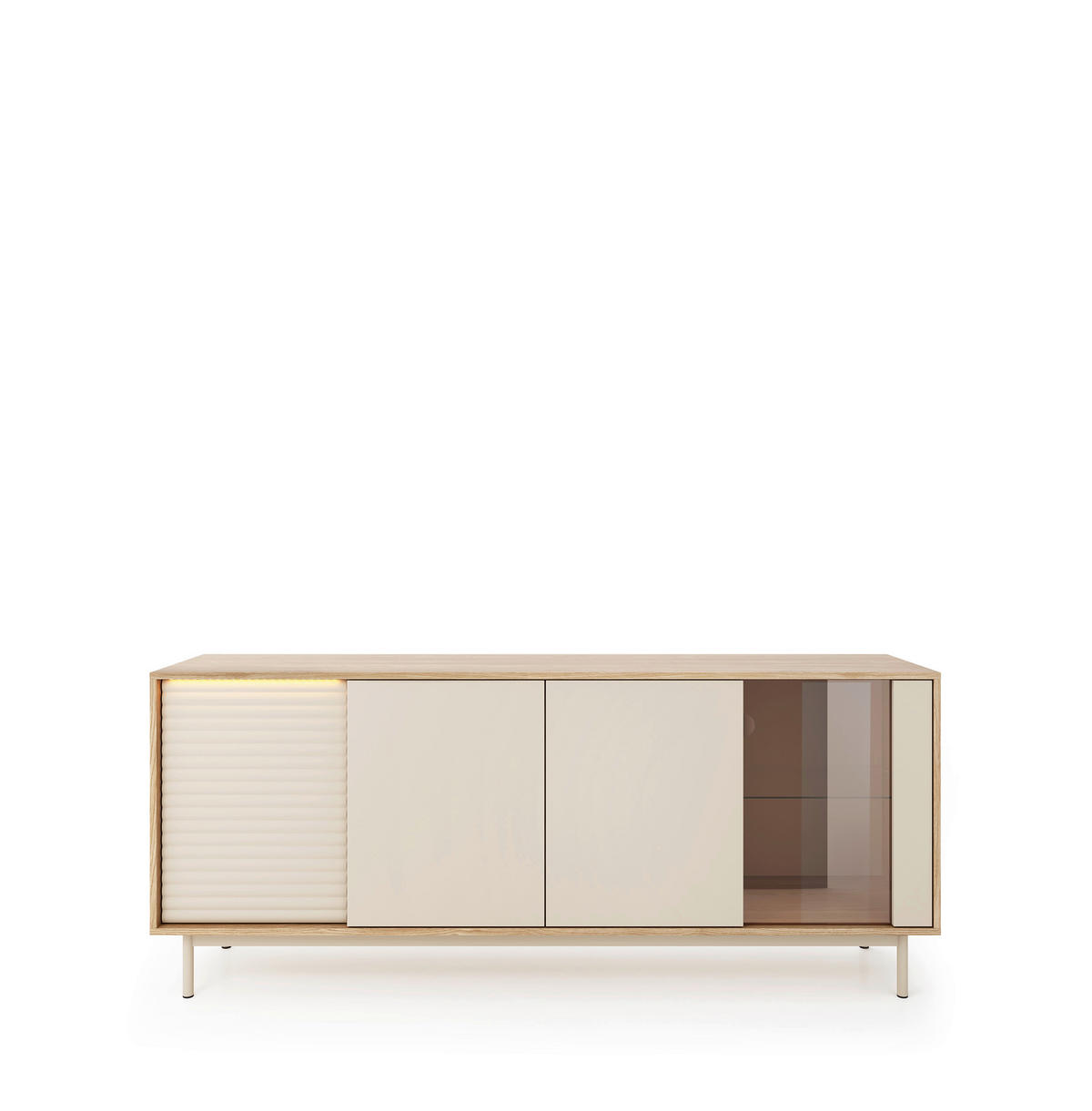 SIDEBOARD  184,1/77,1/40 cm  - Kaschmir/Eichefarben, MODERN, Glas/Holzwerkstoff (184,1/77,1/40cm) - home24
