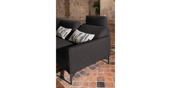 ECKSOFA in Flachgewebe, Struktur Graubraun  - Anthrazit/Graubraun, Design, Textil/Metall (230/254cm) - Ambiente