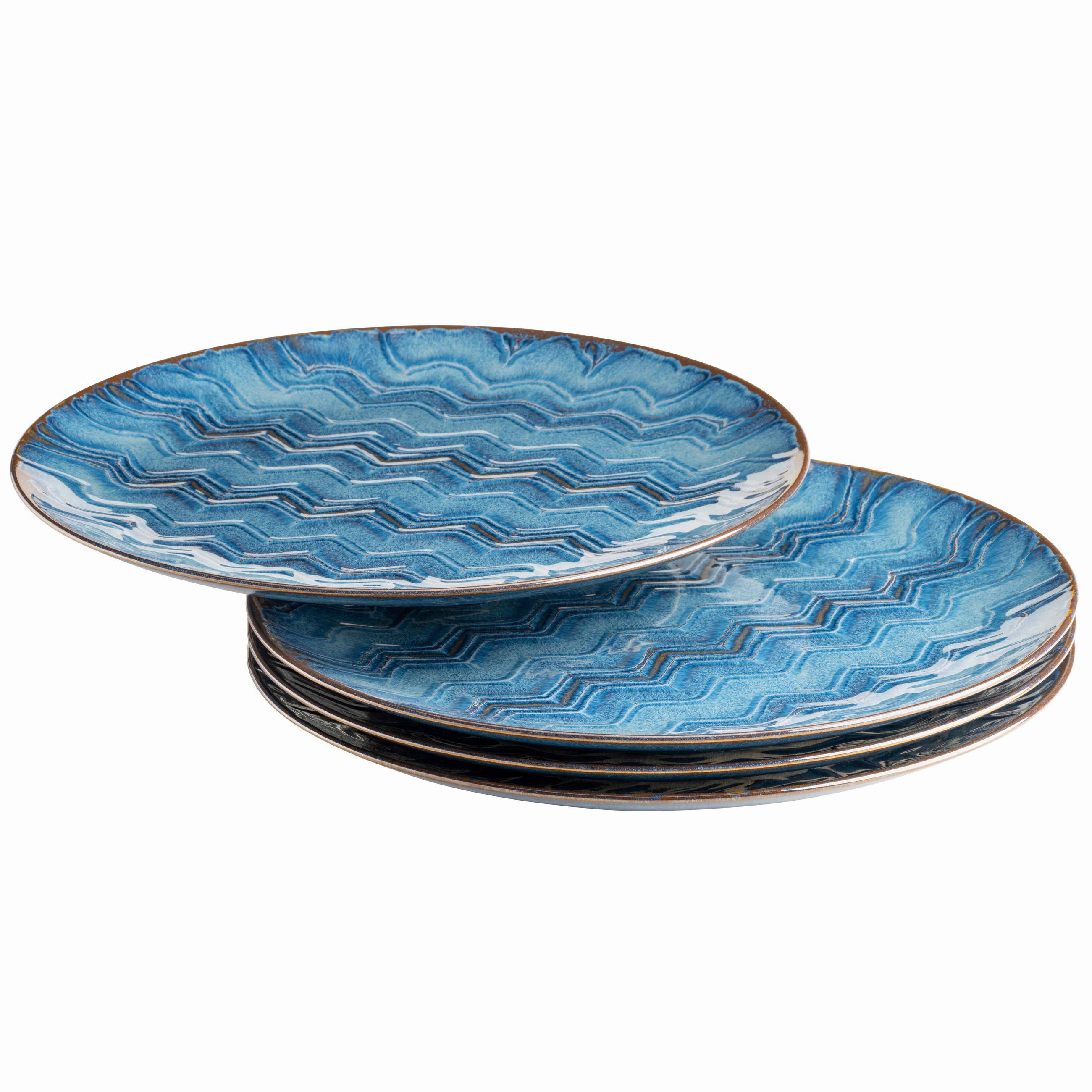 TELLERSET 4-teilig  - Blau, Basics, Keramik - Mäser