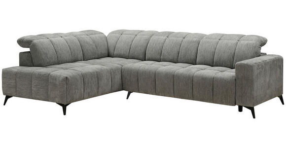 ECKSOFA Dunkelgrau Chenille  - Dunkelgrau/Schwarz, Design, Textil/Metall (214/293cm) - Xora