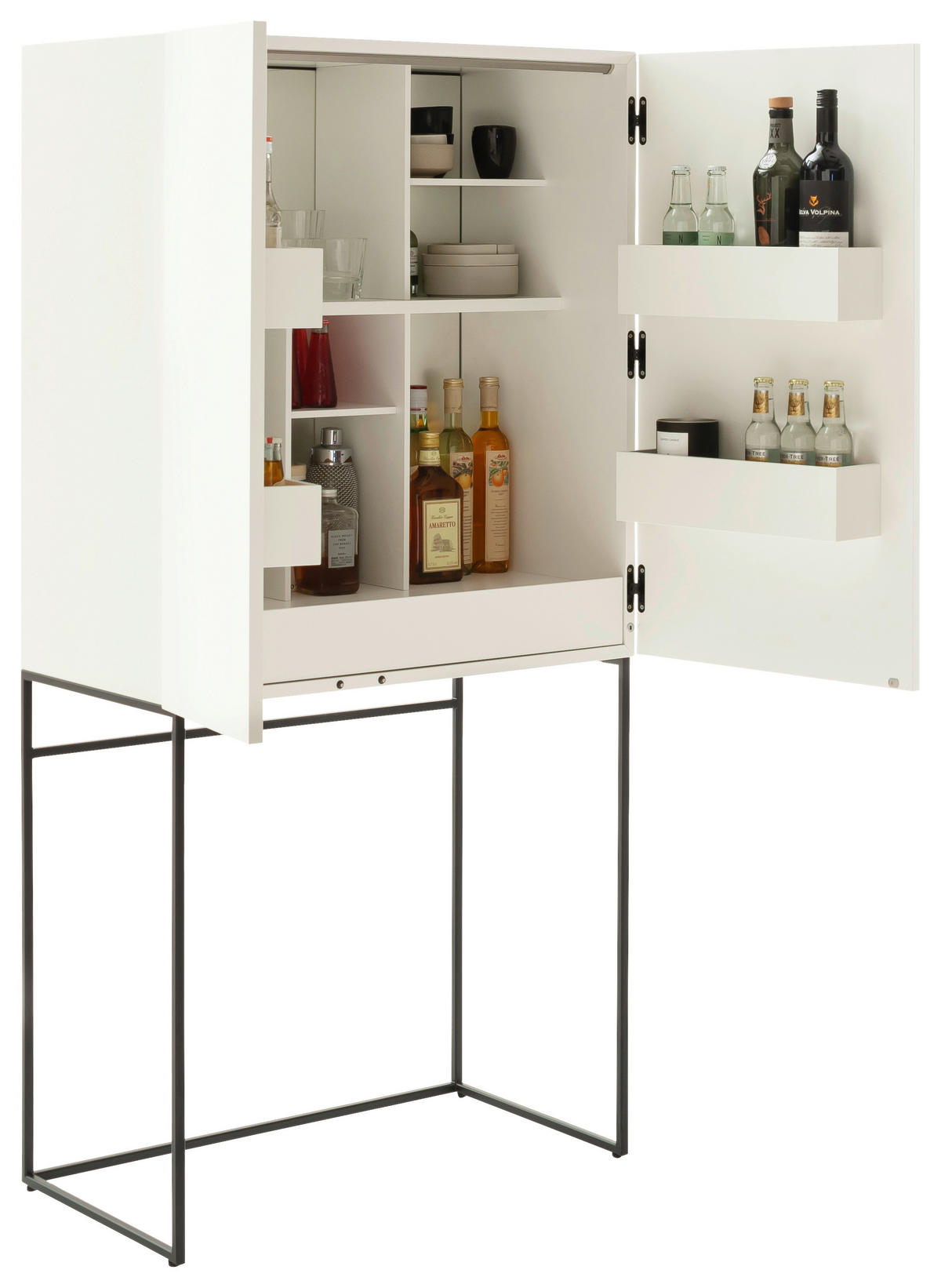 BARSCHRANK Weiss  80/165/45 cm  - Weiss/Schwarz, Design, Holzwerkstoff/Metall (80/165/45cm) - Schöner Wohnen